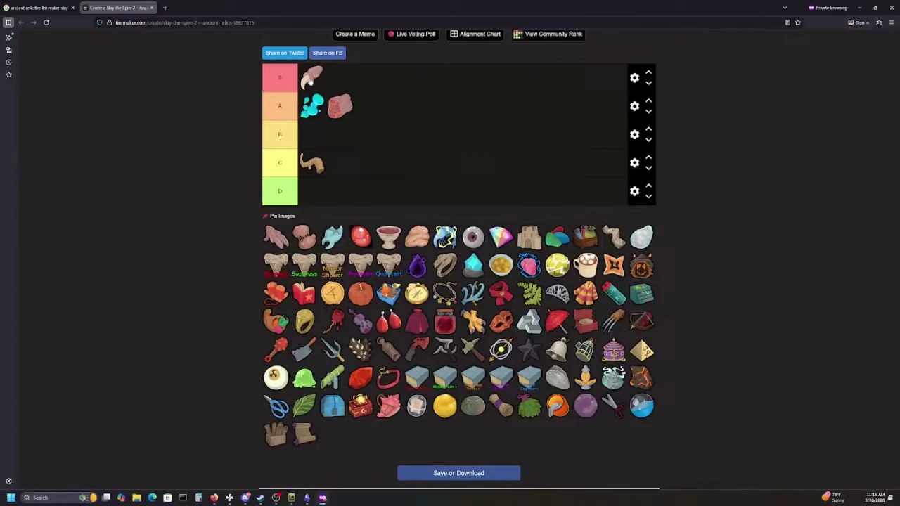 Slay the Spire 2 relic list footage